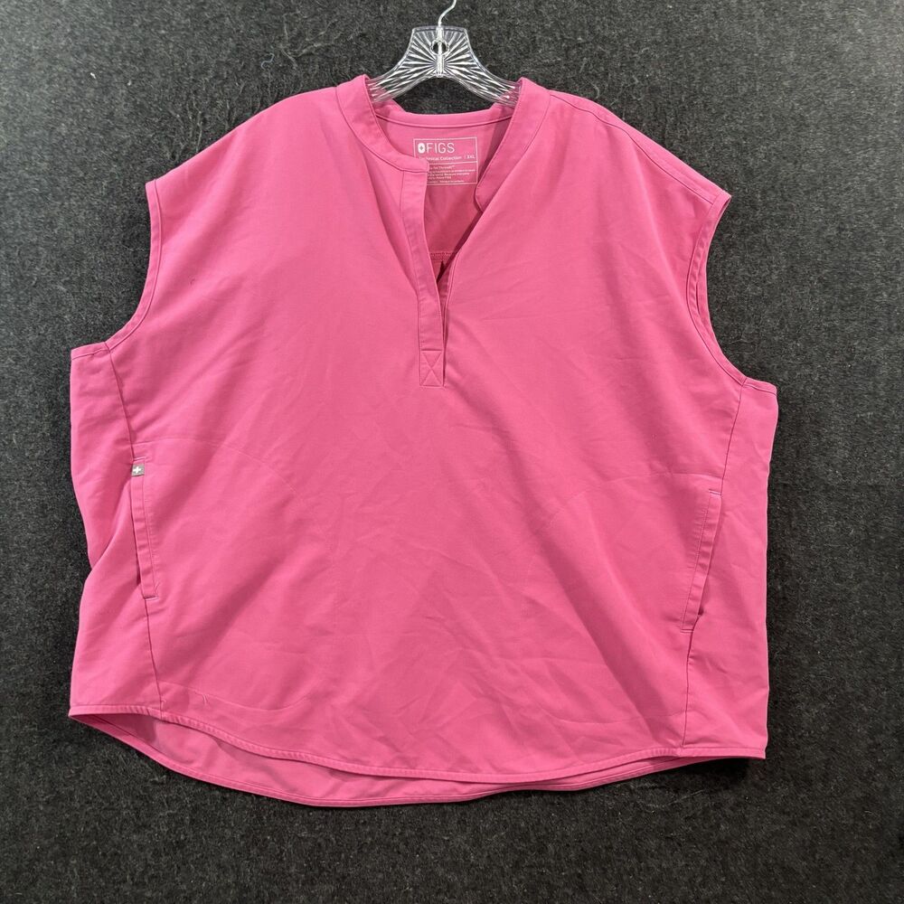 FIGS Rafaela Scrub Top Women's 3XL Pink Sleeveless Oversized Tunic Pockets